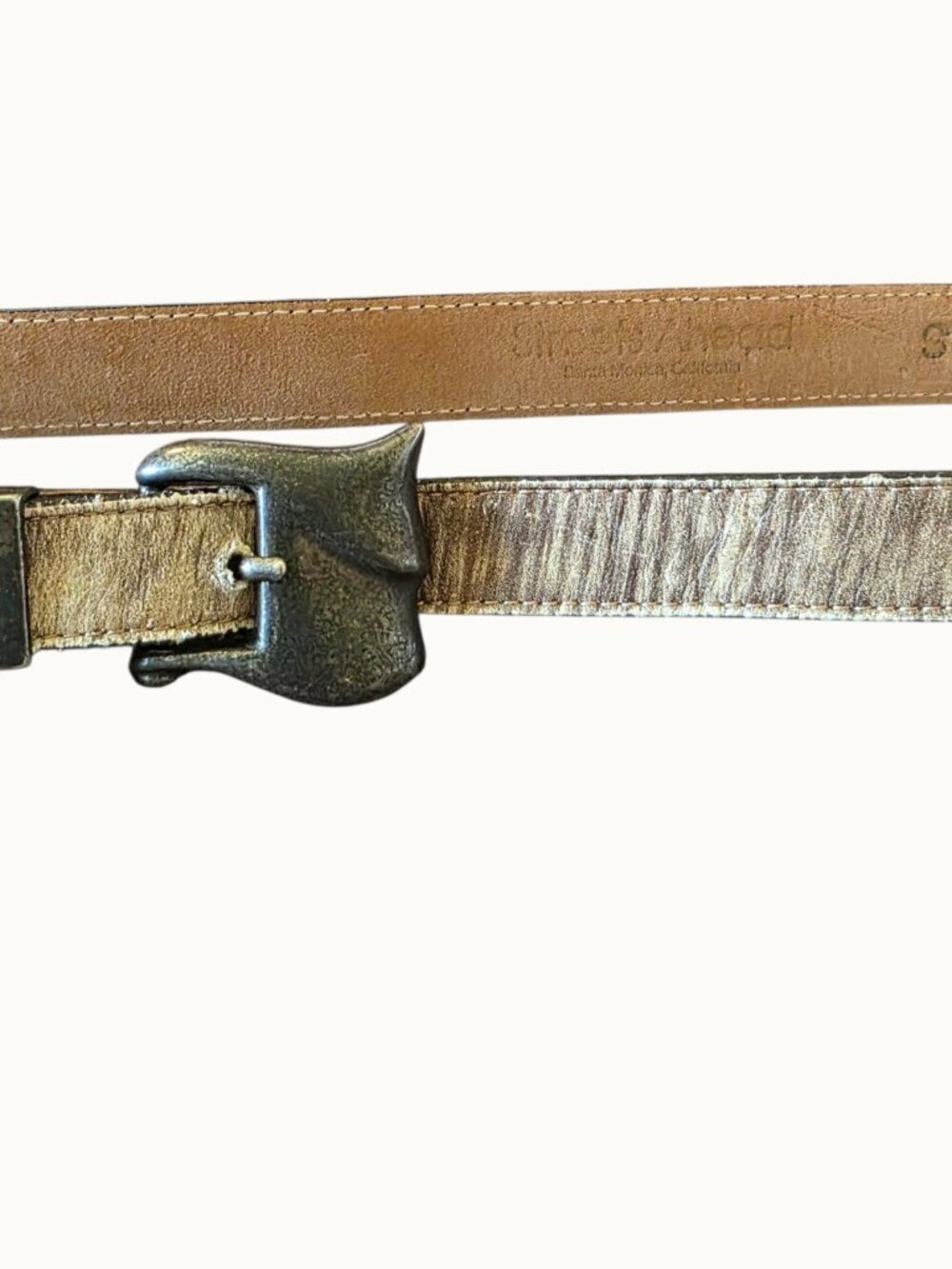 Streets Ahead Belt S Leather Distressed Boho Western Buckle Santa Monica USA - Picture 7 of 16